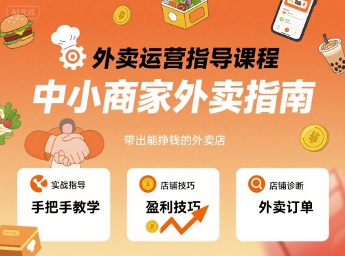 外卖运营指导课程，中小商家外卖指南，手把手带出能挣钱的外卖店-网创星球