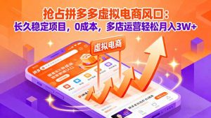 抢占拼多多虚拟电商风口：长久稳定项目，0成本，多店运营轻松月入3W+-网创星球