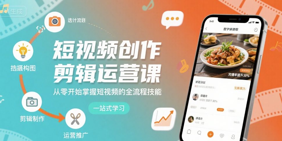 短视频创作剪辑运营课，从零开始掌握短视频的全流程技能-网创星球