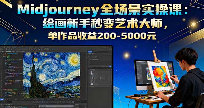 Midjourney全场景实操课:绘画新手秒变艺术大师,单作品收益200-5000元-网创星球