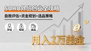 SOHO外贸创业全攻略，自我评估+资金规划+选品策略，月入2万美金-网创星球