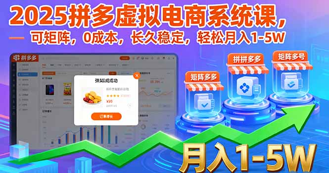 2025拼多多虚拟电商系统课，可矩阵，0成本，长久稳定，轻松月入1-5W-网创星球