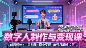 2025数字人制作与变现课，创意设计+内容制作+商业变现，单号月增粉10万+-网创星球