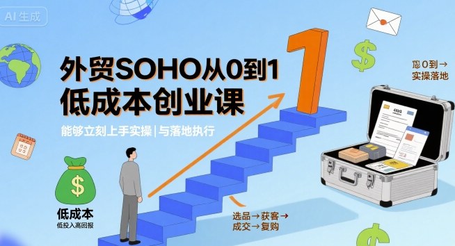 外贸SOHO从0到1低成本创业课，能够立刻上手实操与落地执行-网创星球