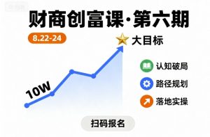 财商创富课第六期8月22-24号，如何从10W起步，一步步实现大目标-网创星球