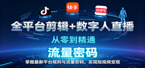 全平台剪辑+数字人直播，从零到精通，掌握最新平台规则与流量密码，实现短视频变现-网创星球