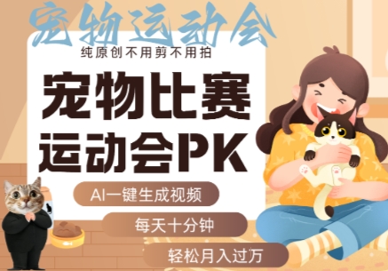 AI一键生成宠物比赛运动会PK视频，纯原创不用剪不用拍，每天十分钟，轻松月入过1W+-网创星球