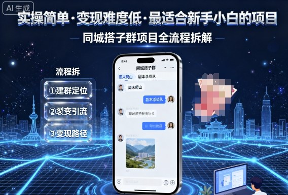 实操简单，变现难度低，最适合新手小白做的项目，每天轻松收入3张，同城搭子群项目全流程拆解-网创星球