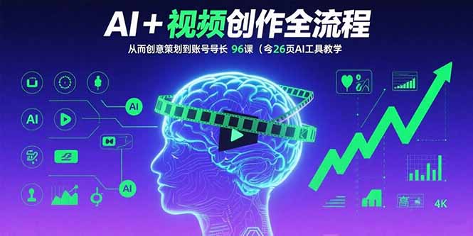 AI+短视频创作全流程：从创意策划到账号增长，96节课(含26项AI工具教学-网创星球