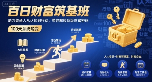 百日财富筑基班，助力普通人从认知到行动，带你解锁顶级财富密码-网创星球