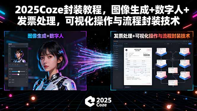 2025Coze封装教程，图像生成+数字人+发票处理，可视化操作与流程封装技术-网创星球