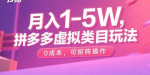 月入1-5W，拼多多虚拟类目玩法，0成本，可矩阵操作-网创星球