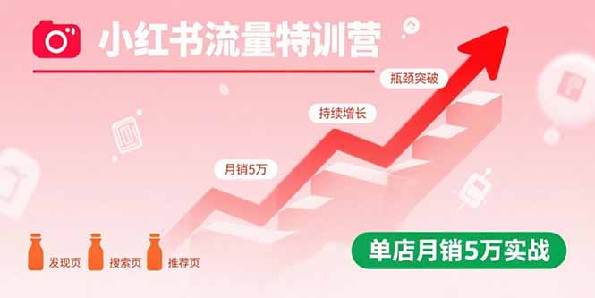 小红书流量特训营：突破流量瓶颈，实现店铺持续增长，单店月销5万实战-网创星球