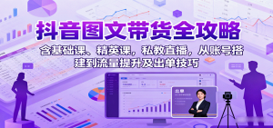 抖音图文带货全攻略：含基础课、精英课，私教直播，从账号搭建到流量提升及出单技巧-网创星球