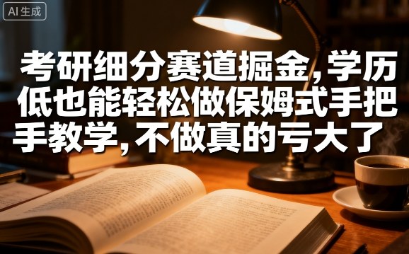 考研细分赛道掘金，日入1k+，学历低也能轻松做保姆式手把手教学，不做真的亏大了【揭秘】-网创星球