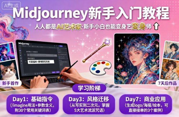 midjourney新手入门教程：人人都是AI艺术家，新手小白也能变身艺术大师-网创星球