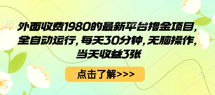 外面收费1980的最新平台撸金项目，全自动运行，每天30分钟，无脑操作，当天收益3张【揭秘】-网创星球