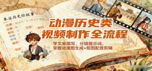 动漫历史类视频制作全流程，学文案撰写、分镜提示词，掌握动漫图生成+抠图配音剪辑-网创星球