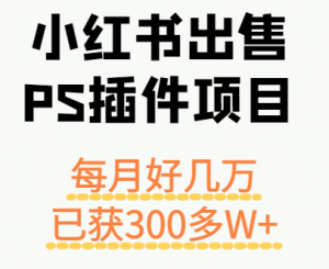 小红书出售PS插件项目，每月都收入好几万，长期操作已获利300多W+-网创星球