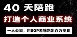 40天陪跑打造个人商业系统，一人公司，用SOP系统跑出百W变现-网创星球