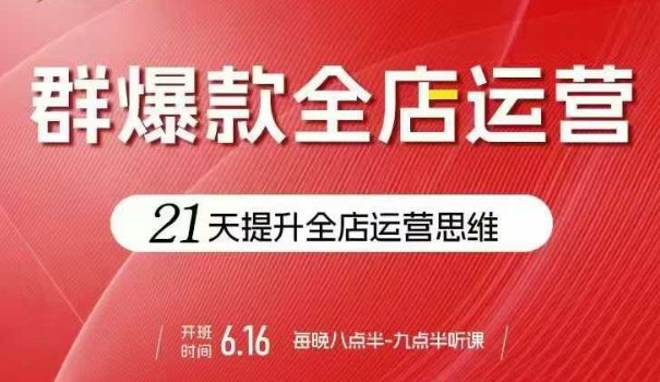 贾真电商群爆款全店运营，21天提升全店运营思维，起店、全店运营爆款不断-网创星球
