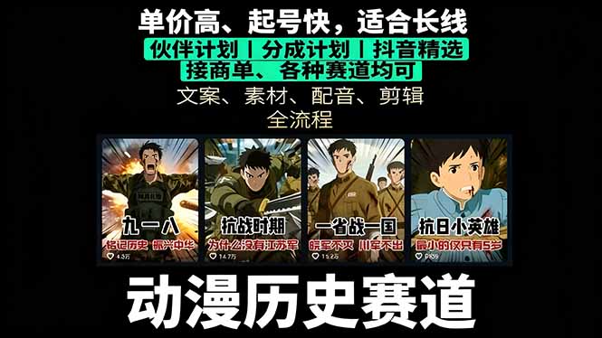 历史动漫赛道撸分成:起号、文案、素材、配音、剪辑,单视频收益破万-网创星球