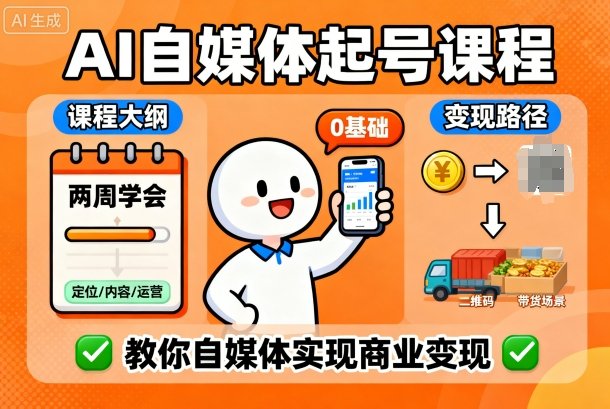 AI自媒体起号课程，0基础小白两周学会，教你自媒体实现商业变现-网创星球