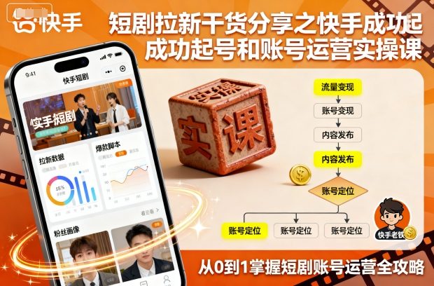 短剧拉新干货分享之快手成功起号和账号运营实操课-网创星球