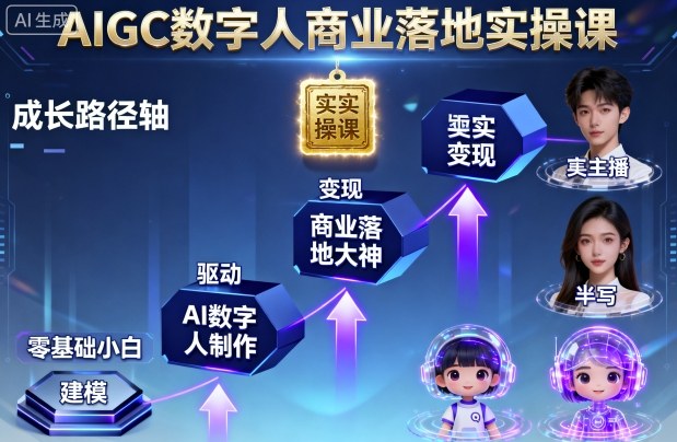 AIGC数字人商业落地实操课,从零基础小白到AI数字人大神-网创星球