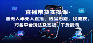 直播带货实操课：含无人半无人直播、选品思路，投流技巧，各平台玩法及答疑，干货满满-网创星球