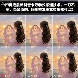 9月底最新抖音卡双特效搬运技术，一刀不剪，条条原创，短剧推文美女带货都可以-网创星球