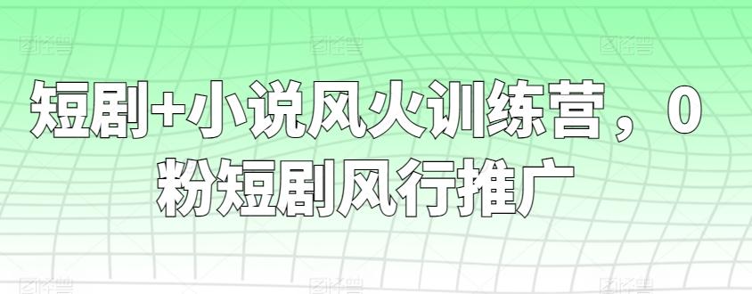 短剧+小说风火训练营，0粉短剧风行推广-网创星球