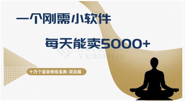 十万个富翁修炼宝典之17.一个刚需小软件，每天能卖5000+-网创星球