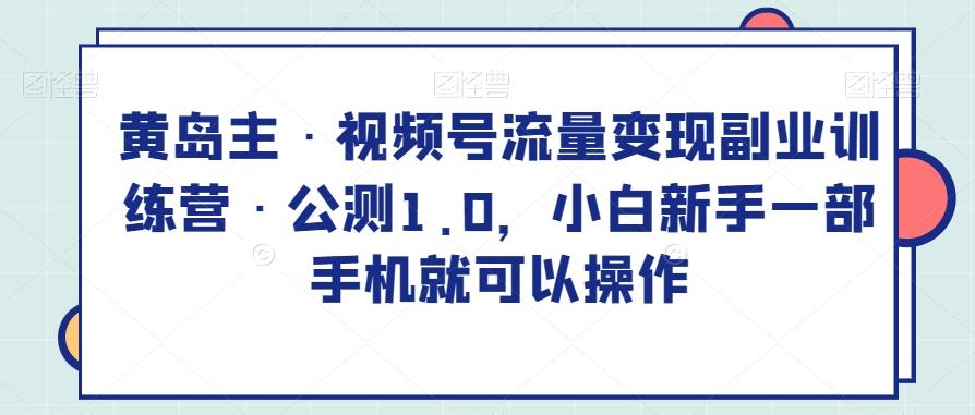 黄岛主·视频号流量变现副业训练营·公测1.0，小白新手一部手机就可以操作-网创星球