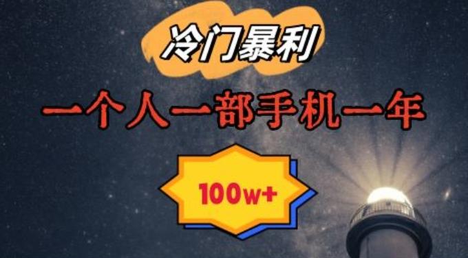 暴利冷门赛道，一单268，一个人一部手机一年100w【揭秘】-网创星球