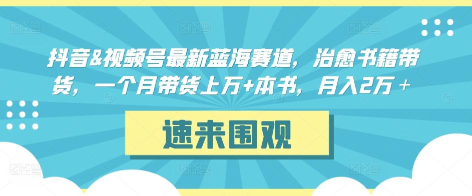 抖音&视频号最新蓝海赛道，治愈书籍带货，一个月带货上万+本书，月入2万＋【揭秘】-网创星球