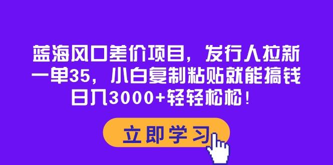 蓝海风口差价项目，发行人拉新，一单35，小白复制粘贴就能搞钱！日入30…-网创星球