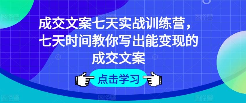 成交文案七天实战训练营，七天时间教你写出能变现的成交文案-网创星球