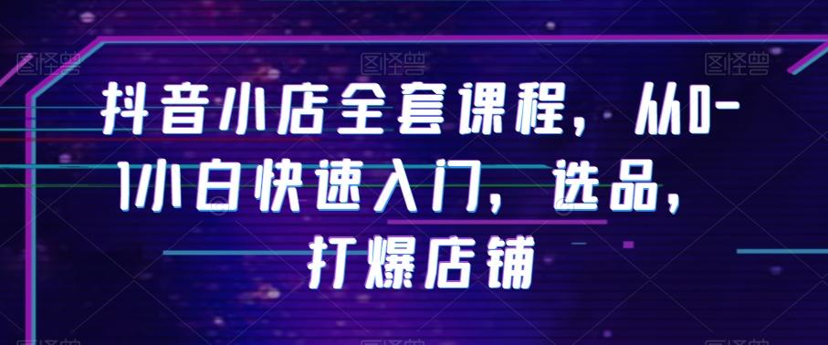 抖音小店全套课程，从0-1小白快速入门，选品，打爆店铺-网创星球