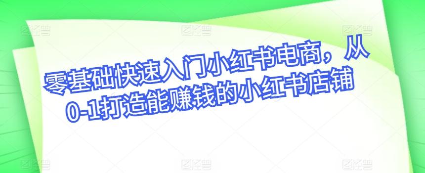 零基础快速入门小红书电商，从0-1打造能赚钱的小红书店铺-网创星球