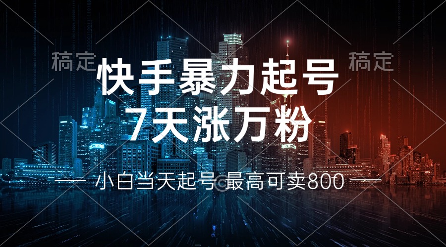 快手暴力起号，7天涨万粉，小白当天起号 多种变现方式，账号回收，单月...-网创星球