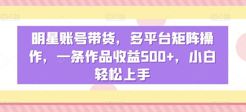 明星账号带货，多平台矩阵操作，一条作品收益500+，小白轻松上手【揭秘】-网创星球