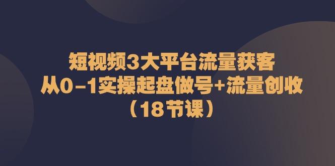 短视频3大平台流量获客：从0-1实操起盘做号+流量创收(18节课)-网创星球