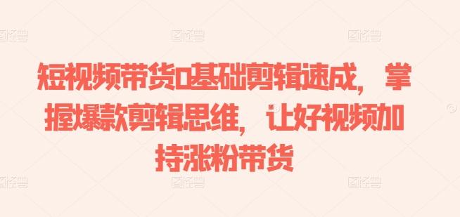 短视频带货0基础剪辑速成，掌握爆款剪辑思维，让好视频加持涨粉带货-网创星球