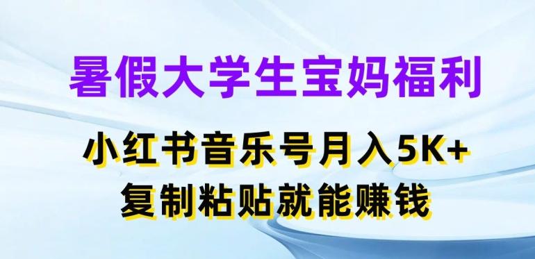 暑假大学生宝妈福利，小红书音乐号月入5000+，复制粘贴就能赚钱【揭秘】-网创星球