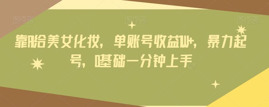 靠AI给美女化妆，单账号收益1W+，暴力起号，0基础一分钟上手-网创星球