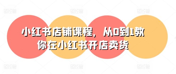 小红书店铺课程，从0到1教你在小红书开店卖货-网创星球