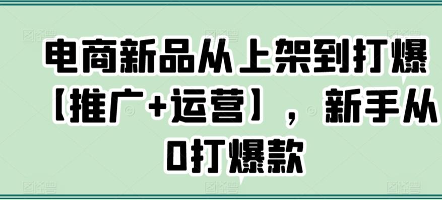 电商新品从上架到打爆【推广+运营】，新手从0打爆款-网创星球