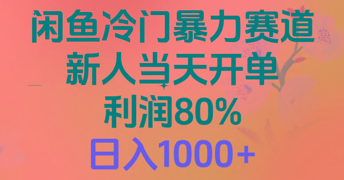 2024闲鱼冷门暴力赛道，新人当天开单，利润80%，日入1000+-网创星球