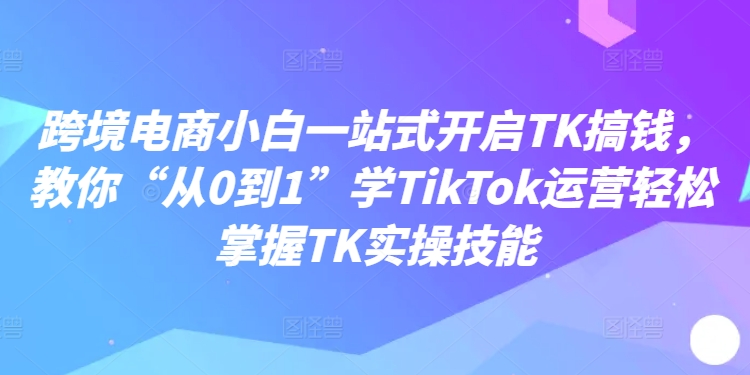 跨境电商小白一站式开启TK搞钱，教你“从0到1”学TikTok运营轻松掌握TK实操技能-网创星球